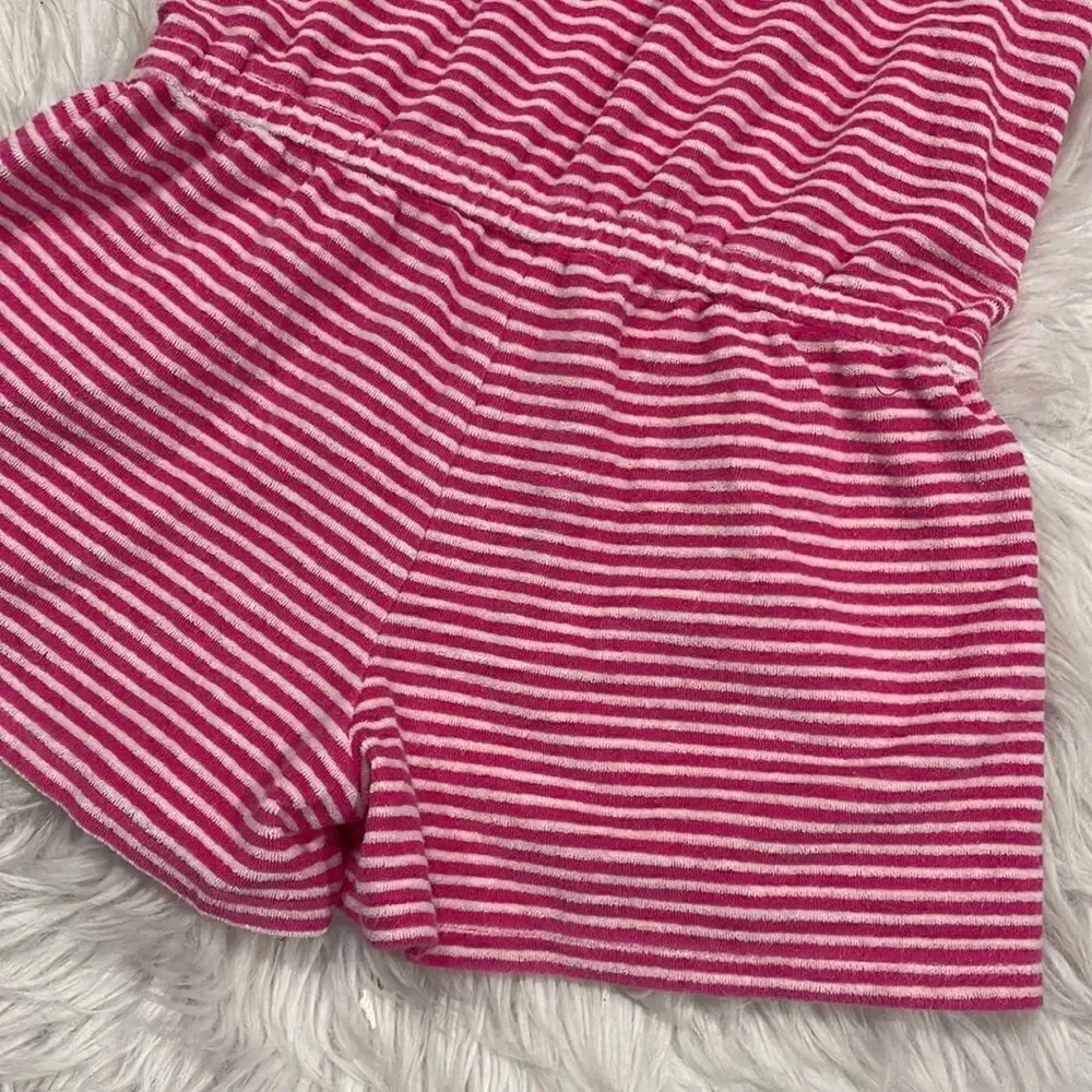 Ralph Lauren Girls Pink And White Strapless Ruffle Romper Sz M